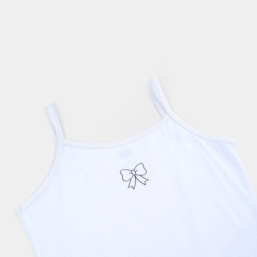 Girls Cotton Jersey Cami Lines-Pack of 2-White/Pink