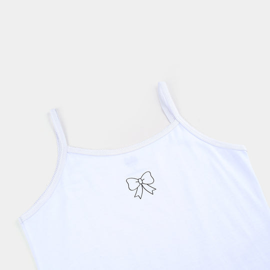 Girls Cotton Jersey Cami Lines-Pack of 2-White/Pink