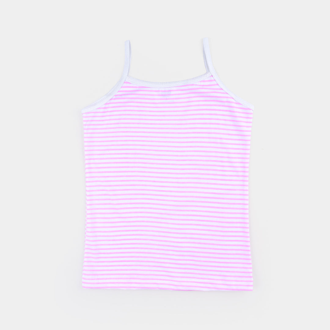 Girls Cotton Jersey Cami Lines-Pack of 2-White/Pink