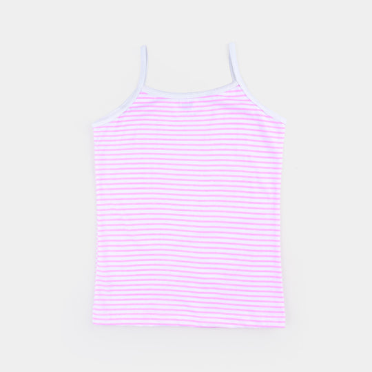 Girls Cotton Jersey Cami Lines-Pack of 2-White/Pink
