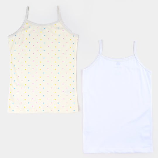 Girls Cotton Jersey Cami Daisy-Pack of 2-White/Vanilla