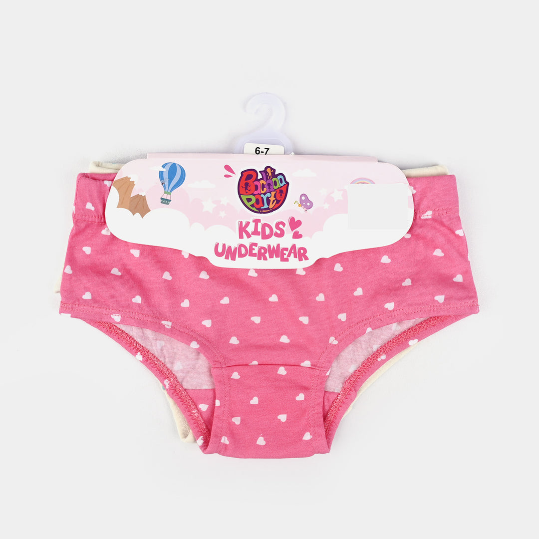 Girls Cotton Jersey Panties Pack Of 2-Hearts & DOT-H.Pink/Vanilla