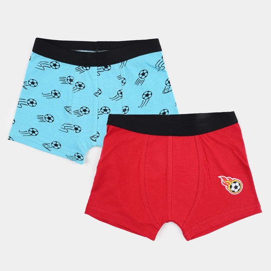 Boys Cotton Jersey Boxer Football-Pack 0f 2-Lt.Blue/Red