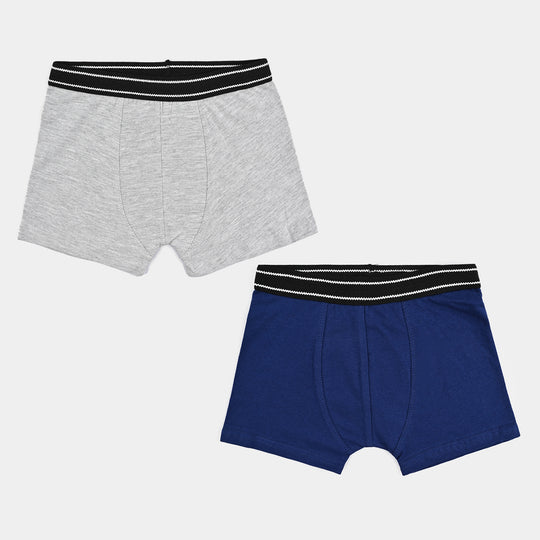 Boys Cotton Jersey Boxer Basic-Pack 0f 2-Navy/H.Grey