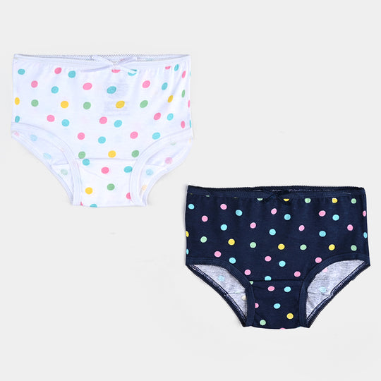 Pack of 2 Girls Cotton Jersey Panties Polka Dots-Navy/White