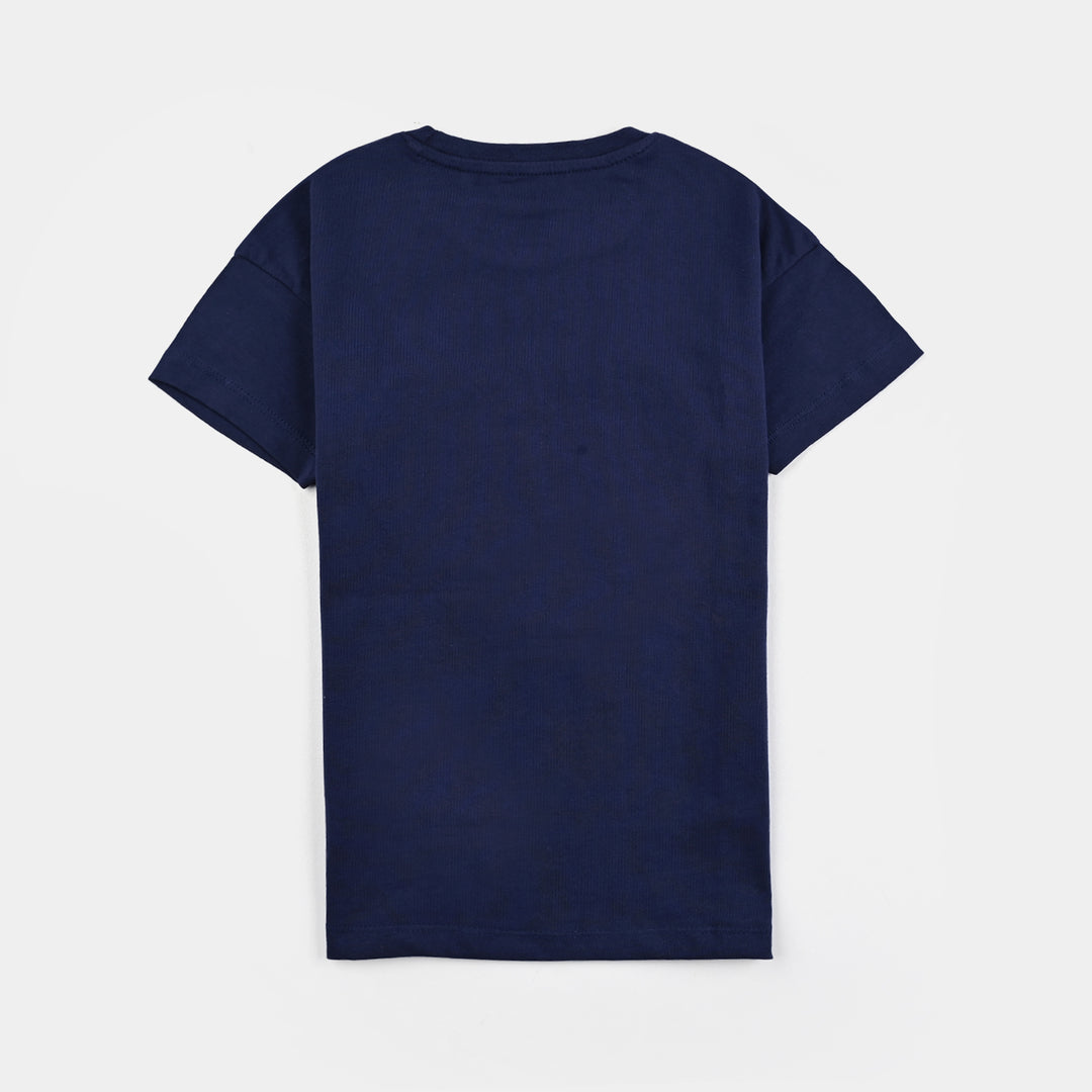 Girls Jersey/Terry 2 Piece Suit Love Sparkle-Navy Blue