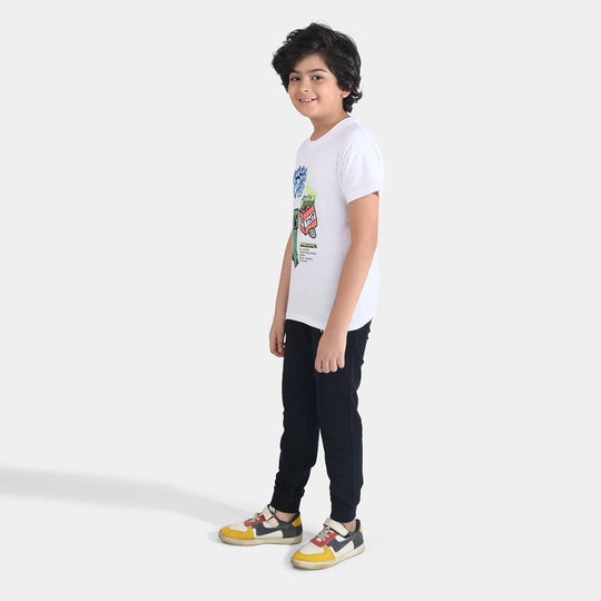 Boys Jersey/Terry 2 Piece Suit - White/Black