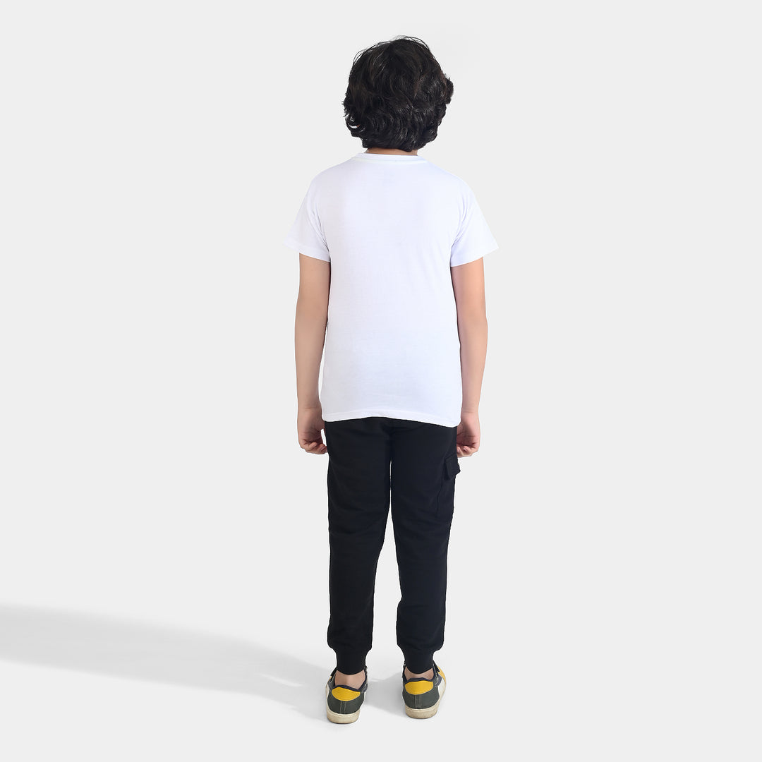 Boys Jersey/Terry 2 Piece Suit - White/Black