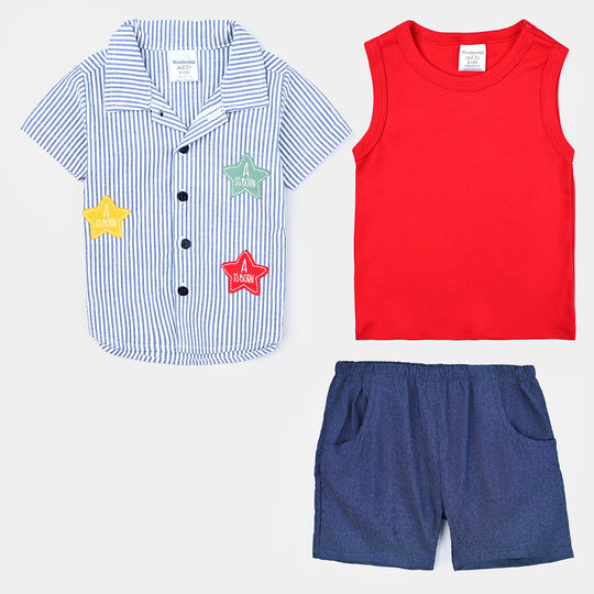 Infant Unisex Cotton Set-Red/Navy/Blue