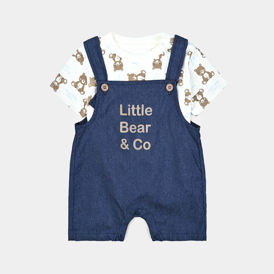 Infant Boys Cotton Interlock Suit-Navy/White