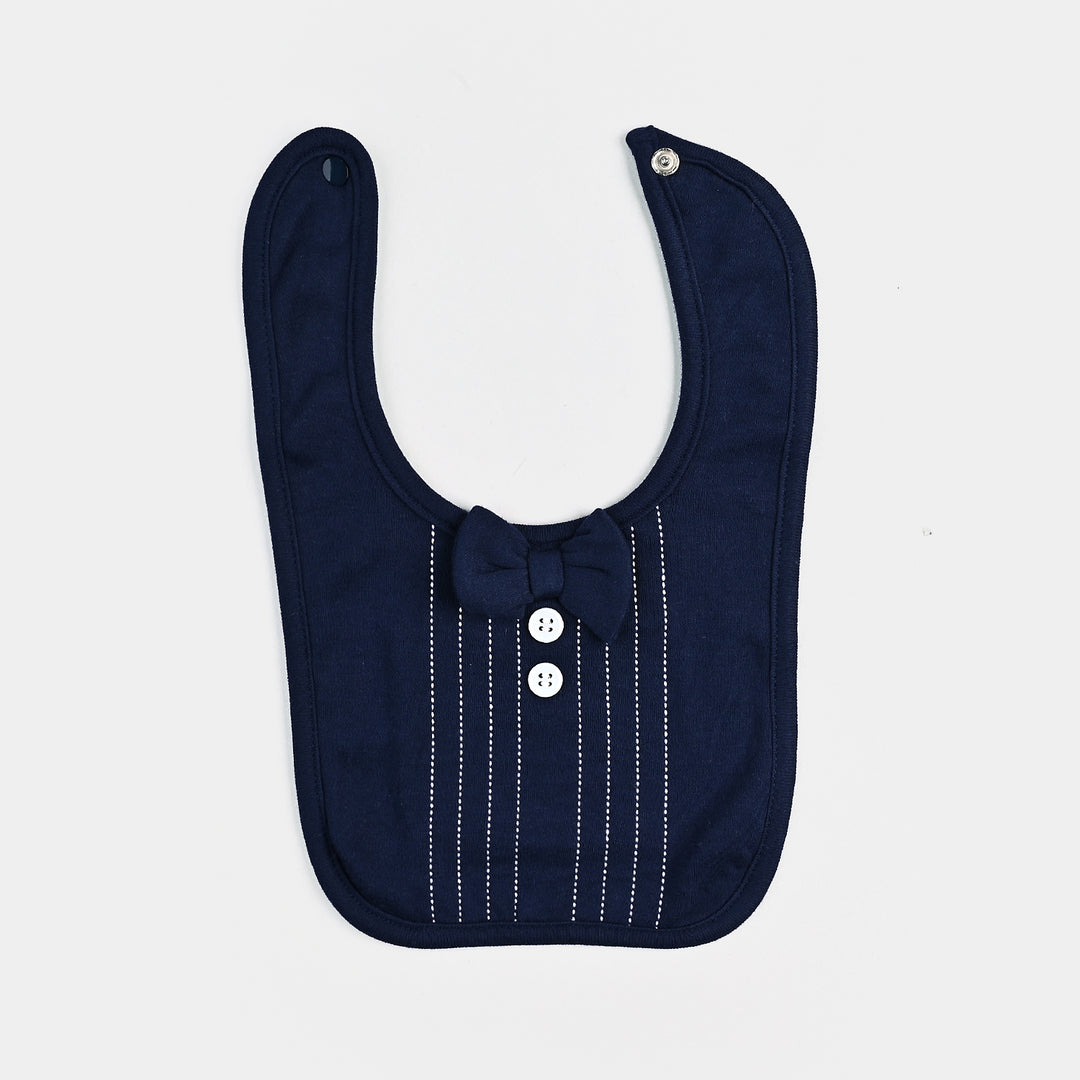 Infant Baby Cotton Interlock Bibs Set-White/Navy