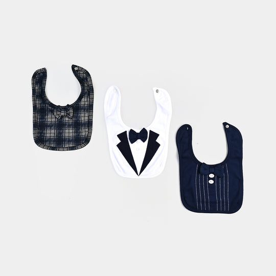 Infant Baby Cotton Interlock Bibs Set-White/Navy