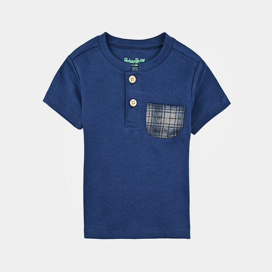 Infant Boys Cotton Interlock 5Pc Set-Navy/Grey Check