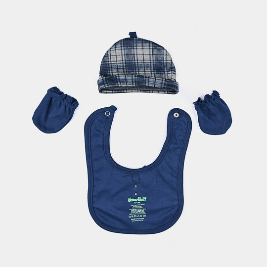 Infant Boys Cotton Interlock 5Pc Set-Navy/Grey Check