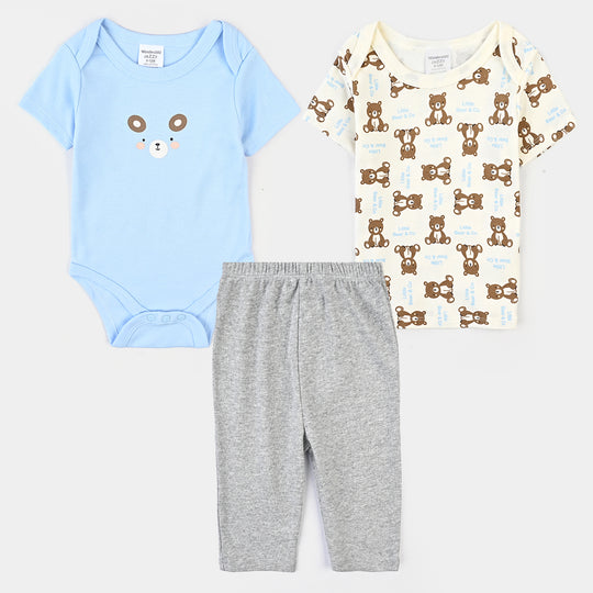 Infant Boys Cotton Interlock Set-Blue/Grey