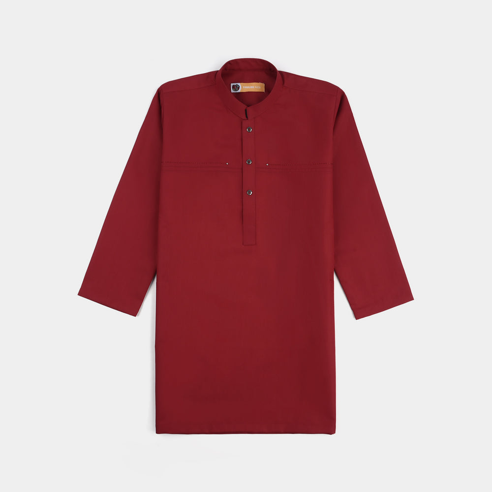 Boys Poly Viscose Kurta & Pajama Suit (Tribal Motif)-RED