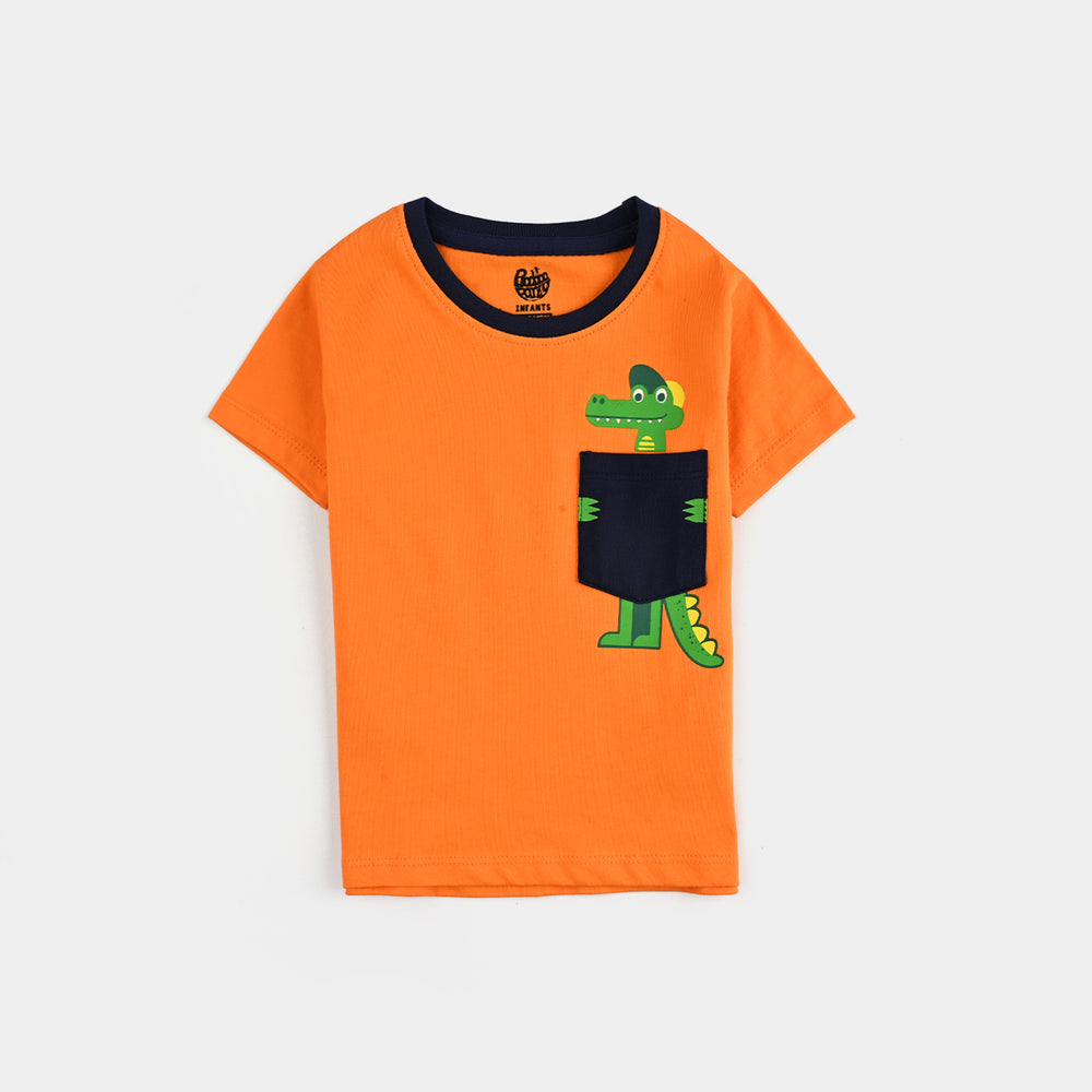 Infant Boys Cotton Jersey T-Shirt - Green/Black