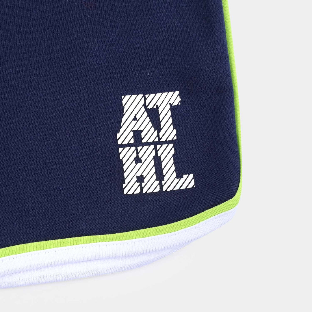 Boys Cotton Terry Short Athletic-Navy Blue