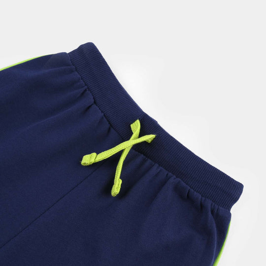 Boys Cotton Terry Short Athletic-Navy Blue