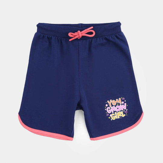 Girls Cotton Terry Short Grow Girl-Navy Blue