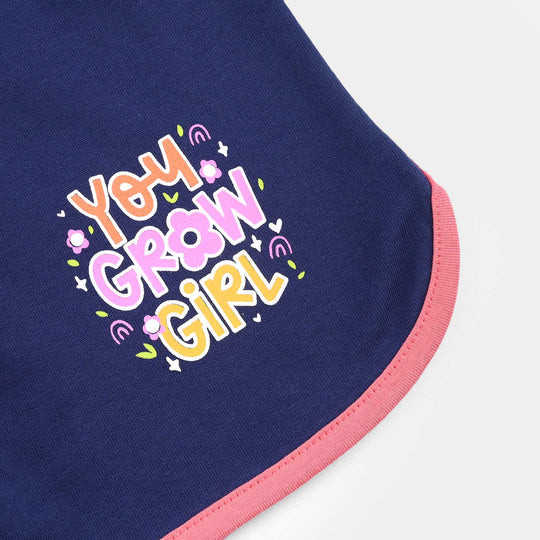 Girls Cotton Terry Short Grow Girl-Navy Blue