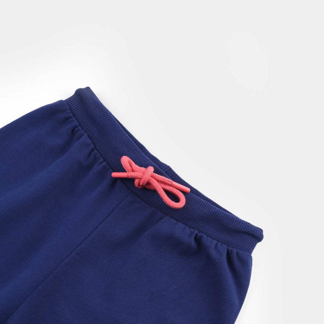 Girls Cotton Terry Short Grow Girl-Navy Blue