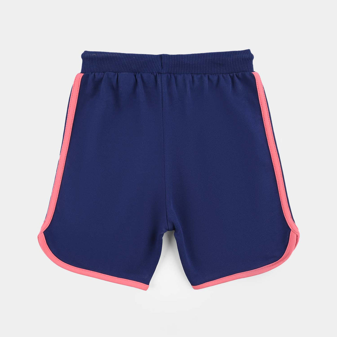 Girls Cotton Terry Short Grow Girl-Navy Blue