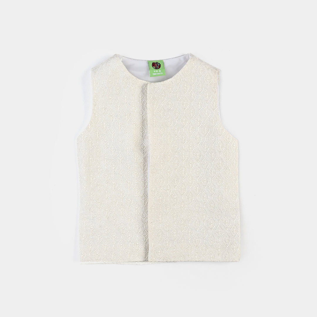 Infant Boys Poly Viscose Waistcoat (Monotone)-Off.White