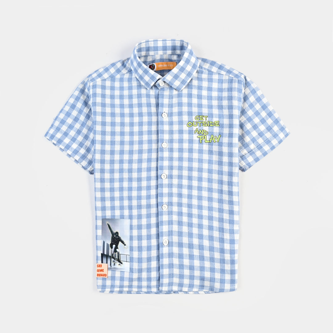 Boys Yarn Dyed Casual Shirt (Play)-L/BLUE