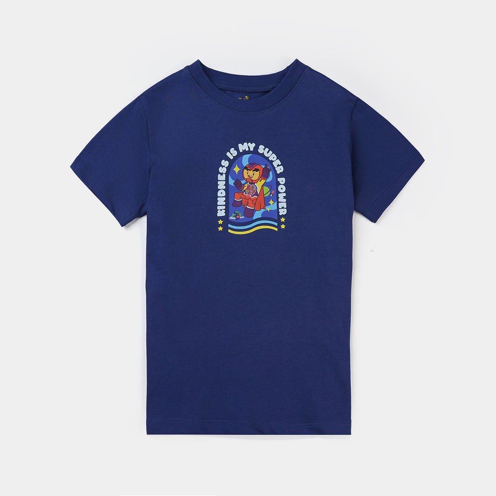 Boys Cotton Jersey T-Shirt H/S Kindness-NAVY