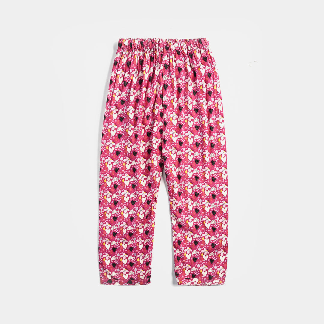 Girls Viscose Nightwear Pink Floral-Multi