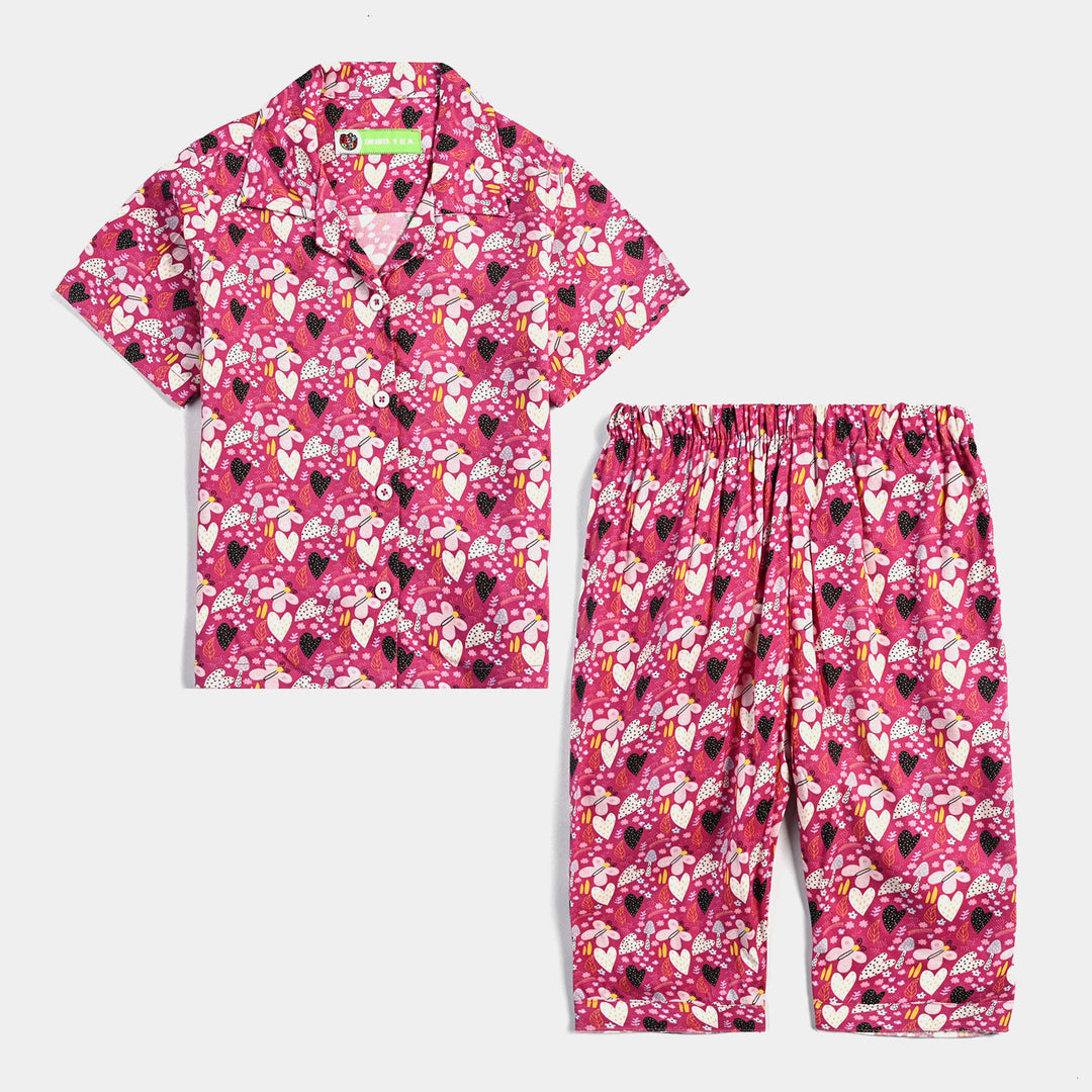 Infant Girls Viscose Nightwear Pink Floral-Multi