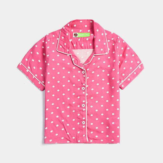 Infant Girls Viscose Nightwear Pink Polka