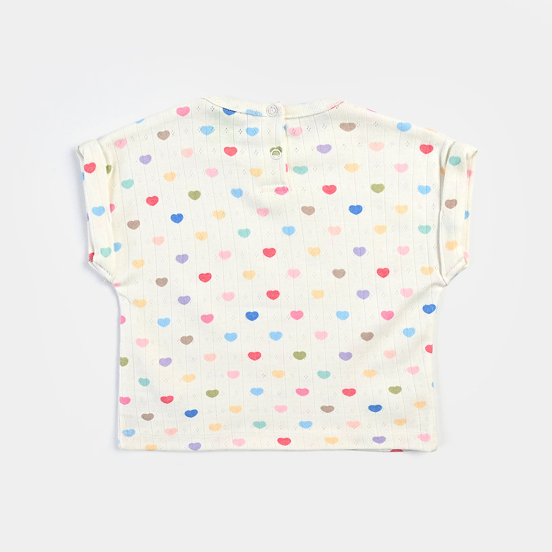 Infant Girls Jacquard T-Shirt Hearts-White