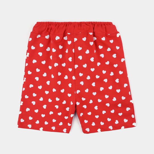 Girls Cotton Terry Short Hearts