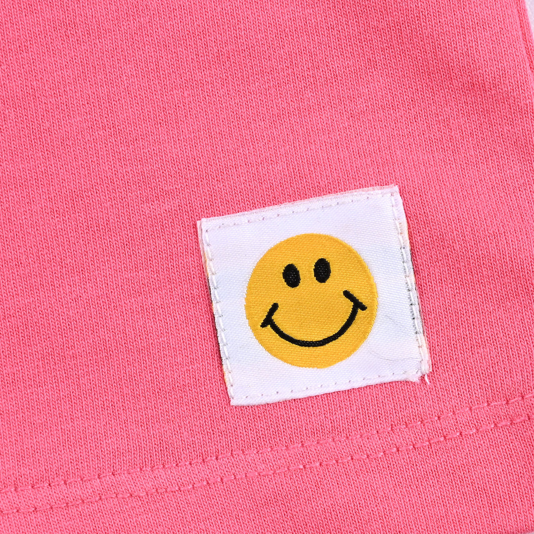 Girls Cotton Terry Short Smiley-Hot Pink