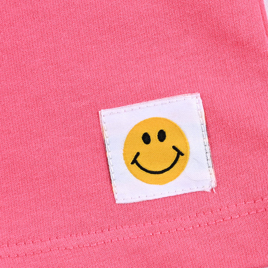 Girls Cotton Terry Short Smiley-Hot Pink
