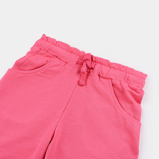 Girls Cotton Terry Short Smiley-Hot Pink