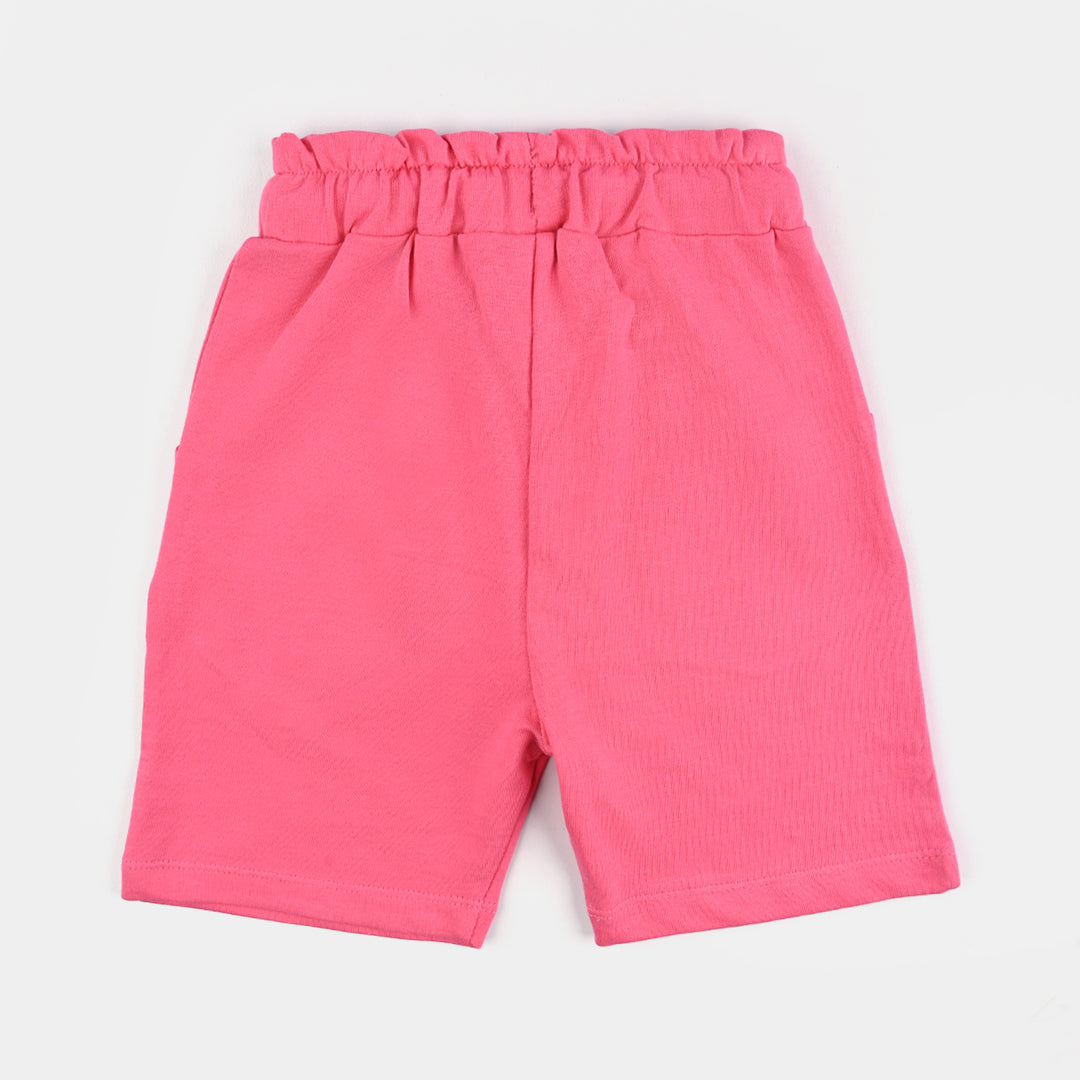 Girls Cotton Terry Short Smiley-Hot Pink