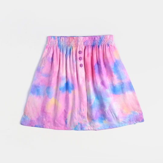 Girls Cotton Poplin Short Skirt Puffy Pink-Multi