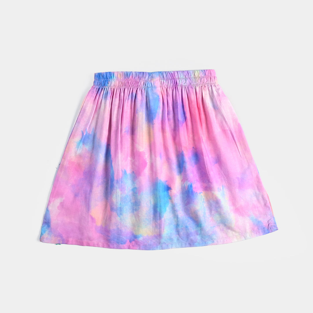 Girls Cotton Poplin Short Skirt Puffy Pink-Multi