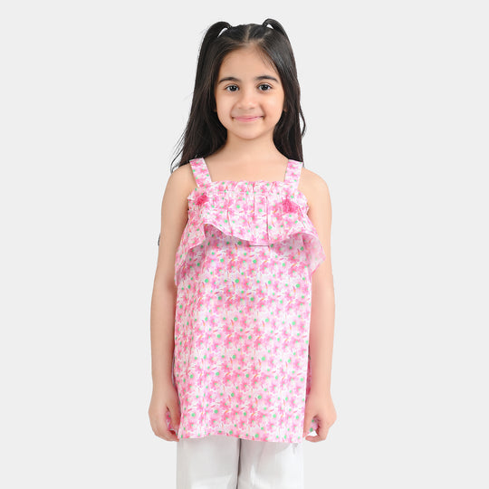 Girls Cotton Poplin Casual Top Daisy-Pink