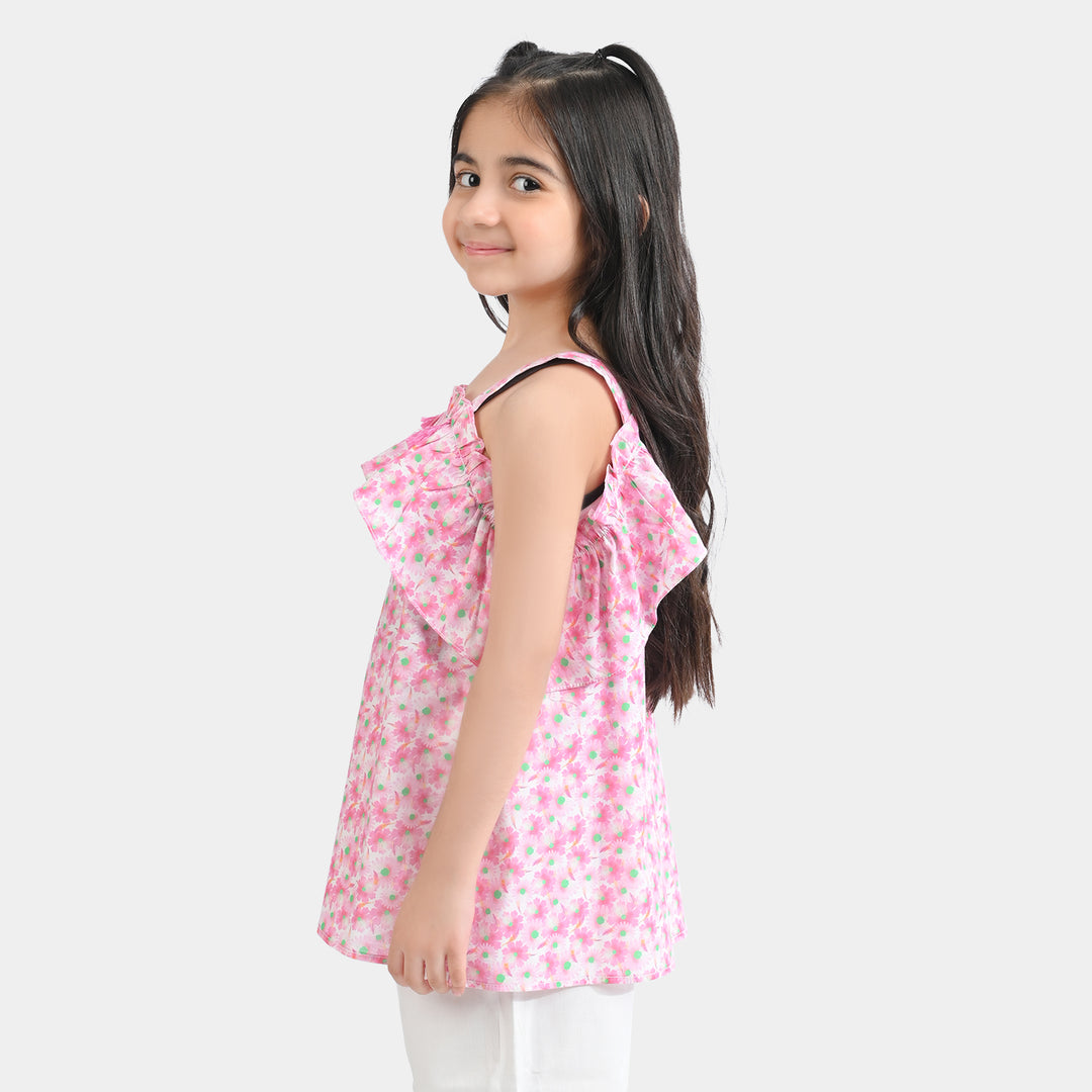 Girls Cotton Poplin Casual Top Daisy-Pink