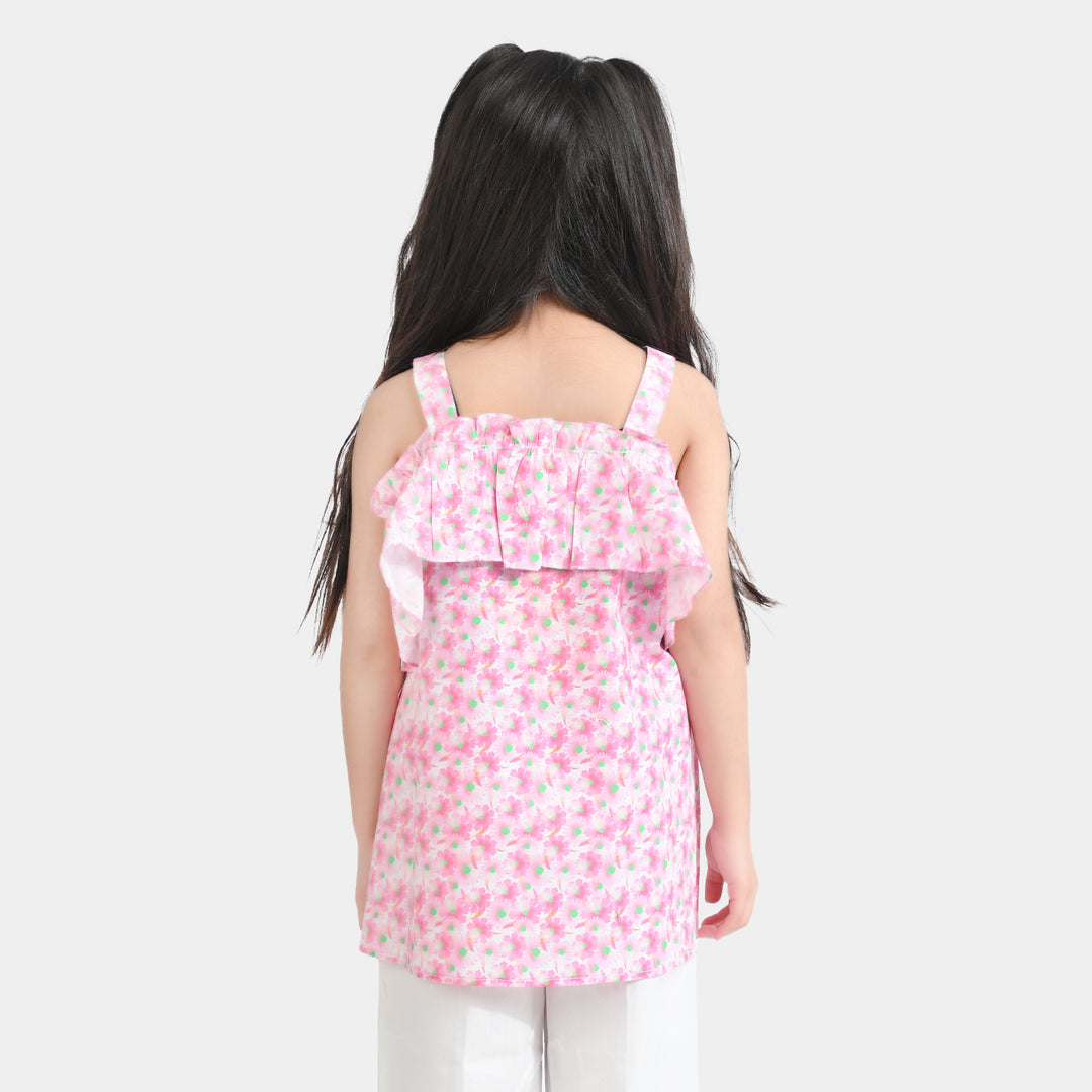 Girls Cotton Poplin Casual Top Daisy-Pink