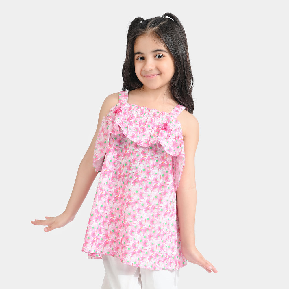 Girls Cotton Poplin Casual Top Daisy-Pink