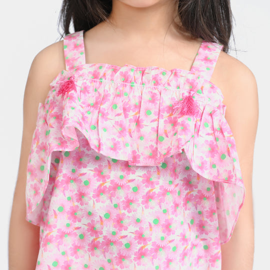 Girls Cotton Poplin Casual Top Daisy-Pink