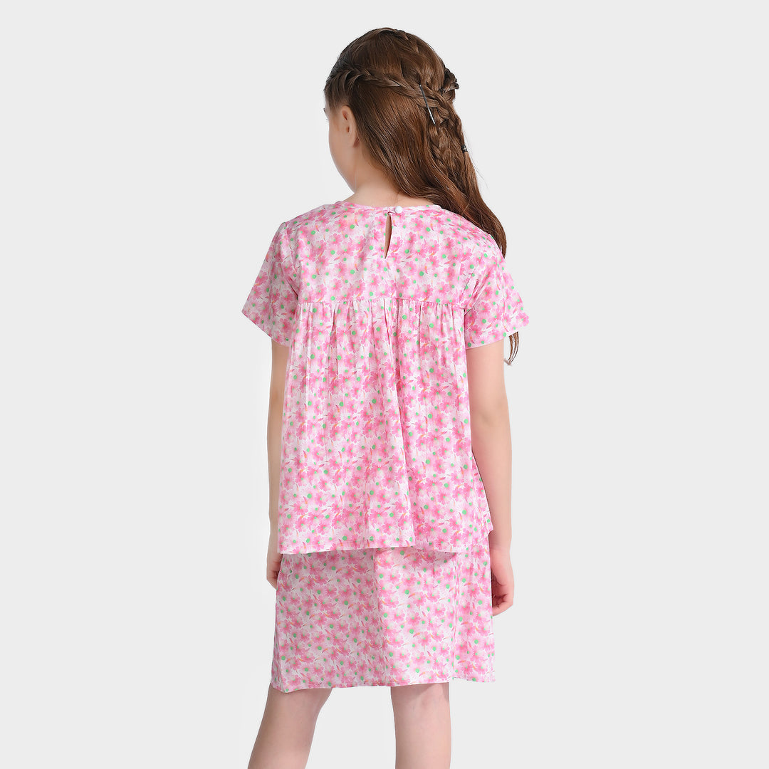 Girls Cotton Poplin Casual Top Daisy-Pink
