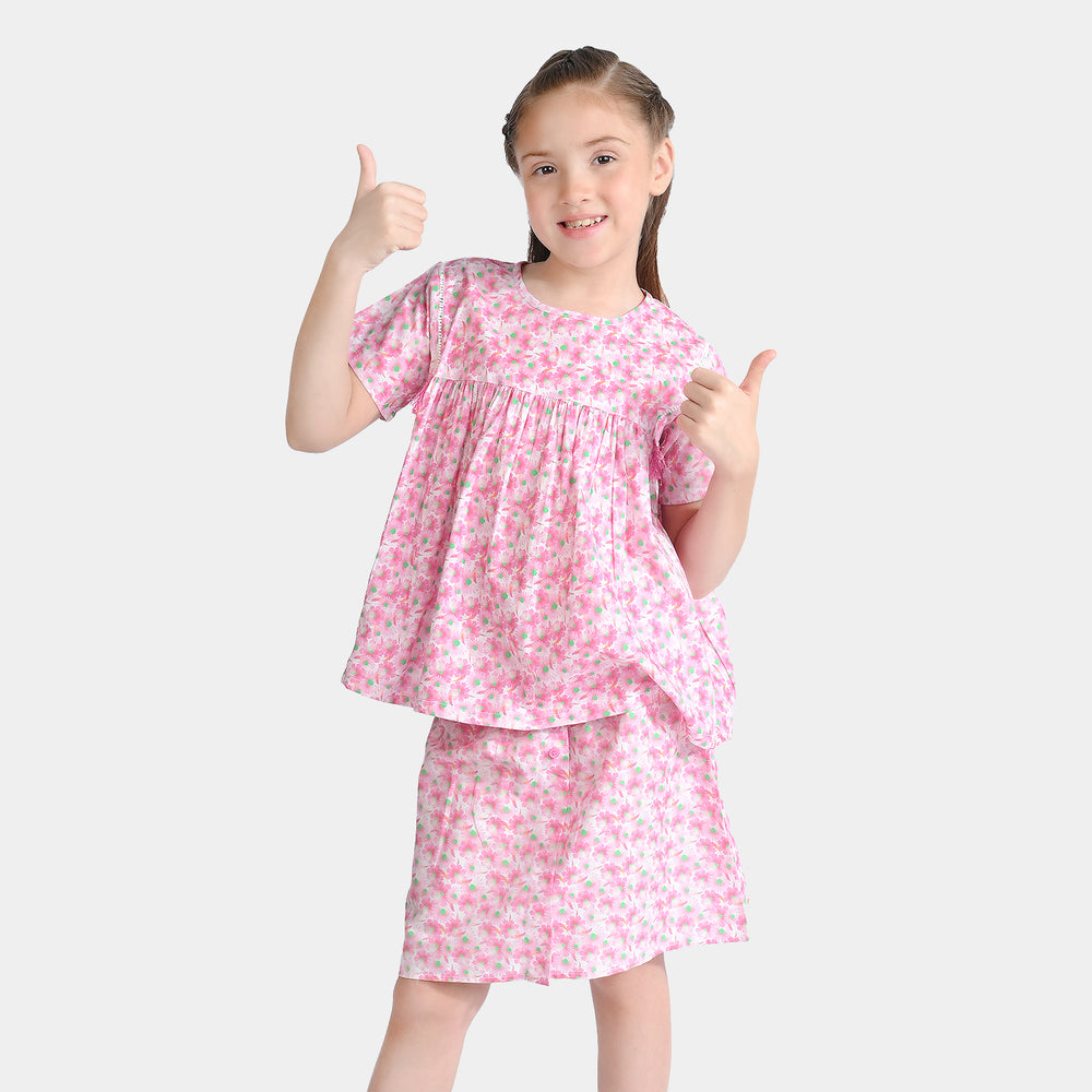 Girls Cotton Poplin Casual Top Daisy-Pink