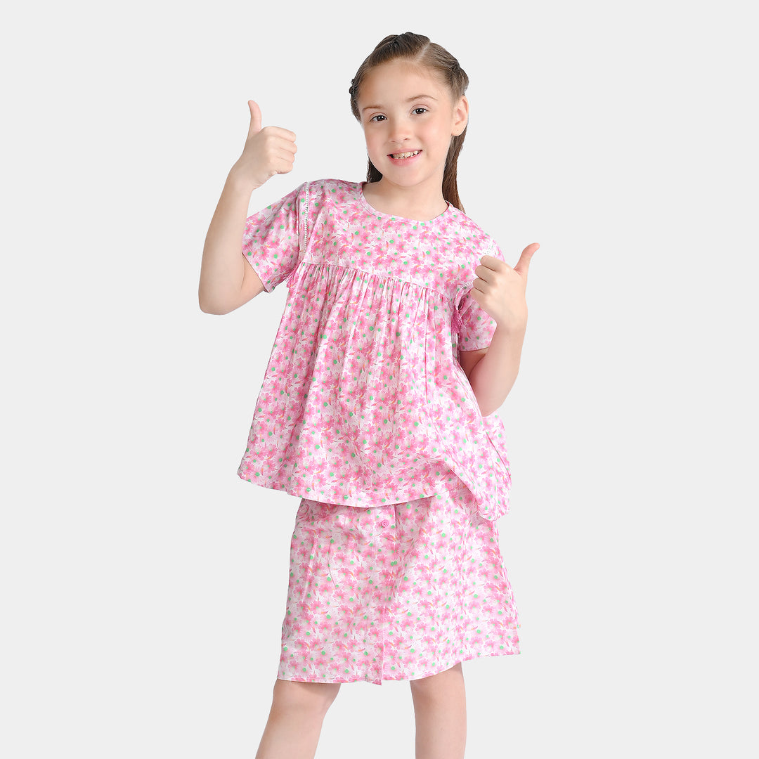 Girls Cotton Poplin Casual Top Daisy-Pink