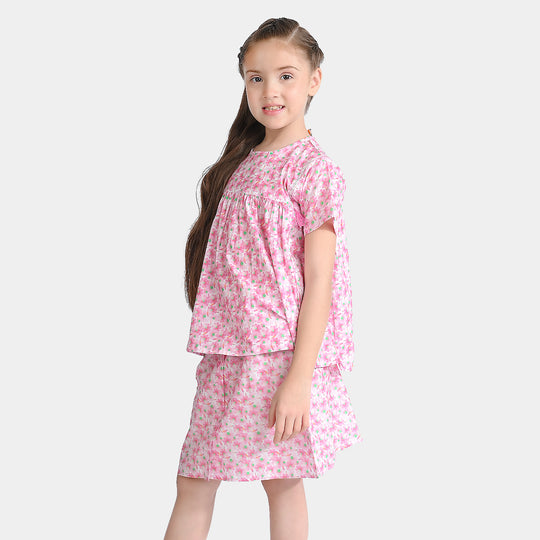 Girls Cotton Poplin Casual Top Daisy-Pink
